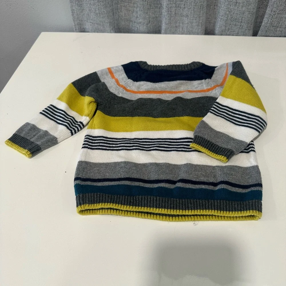 H&M Gray and Yellow Striped Sweater. Size 4-6 months